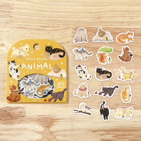 BGM Washi Flake Stickers Foil Stamp "Petit Story" Animal (Pack of 5) | papermindstationery.com