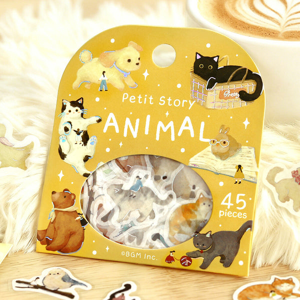 BGM Washi Flake Stickers Foil Stamp "Petit Story" Animal (Pack of 5) | papermindstationery.com