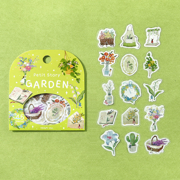 BGM Washi Flake Stickers Foil Stamp "Petit Story" Gardening (Pack of 5) | papermindstationery.com