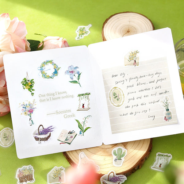 BGM Washi Flake Stickers Foil Stamp "Petit Story" Gardening (Pack of 5) | papermindstationery.com