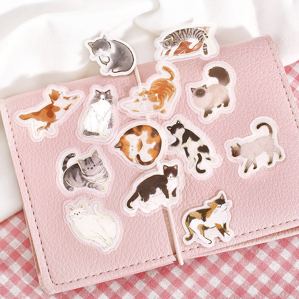 BGM Foil-stamped Flake Stickers "IPPAI" Lots of Cats Vol. 2 (Pack of 5) | papermindstationery.com