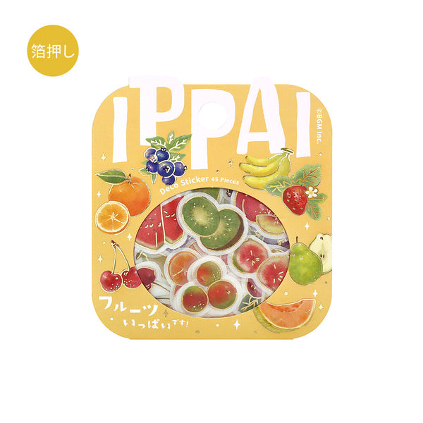 BGM Foil-stamped Flake Stickers "IPPAI" Lots of Fruits (Pack of 5) | papermindstationery.com