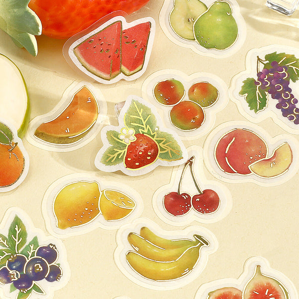 BGM Foil-stamped Flake Stickers "IPPAI" Lots of Fruits (Pack of 5) | papermindstationery.com