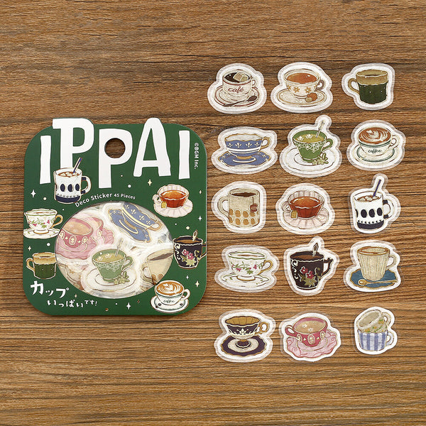BGM Foil-stamped Flake Stickers "IPPAI" Lots of Cups (Pack of 5) | papermindstationery.com