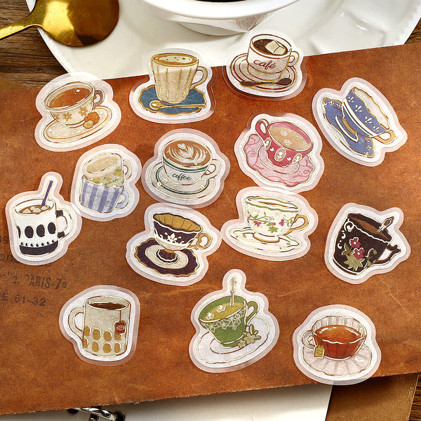 BGM Foil-stamped Flake Stickers "IPPAI" Lots of Cups (Pack of 5) | papermindstationery.com