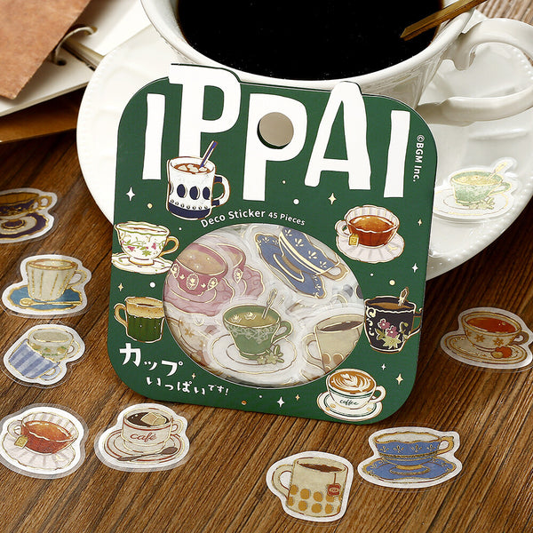 BGM Foil-stamped Flake Stickers "IPPAI" Lots of Cups (Pack of 5) | papermindstationery.com