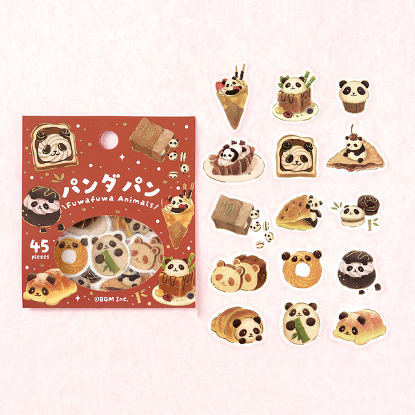 BGM Flake Stickers Set of 2 - Fluffy Panda Bread & Whipped Cream Dog | papermindstationery.com
