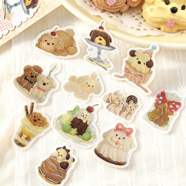 BGM Flake Stickers Set of 2 - Fluffy Panda Bread & Whipped Cream Dog | papermindstationery.com