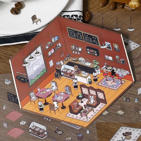 BGM Diorama 2.5D Sticker Sheet - Pure Cafe (Pack of 5) | papermindstationery.com