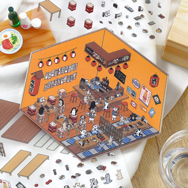 BGM Diorama 2.5D Sticker Sheet - Izakaya (Pack of 5) | papermindstationery.com