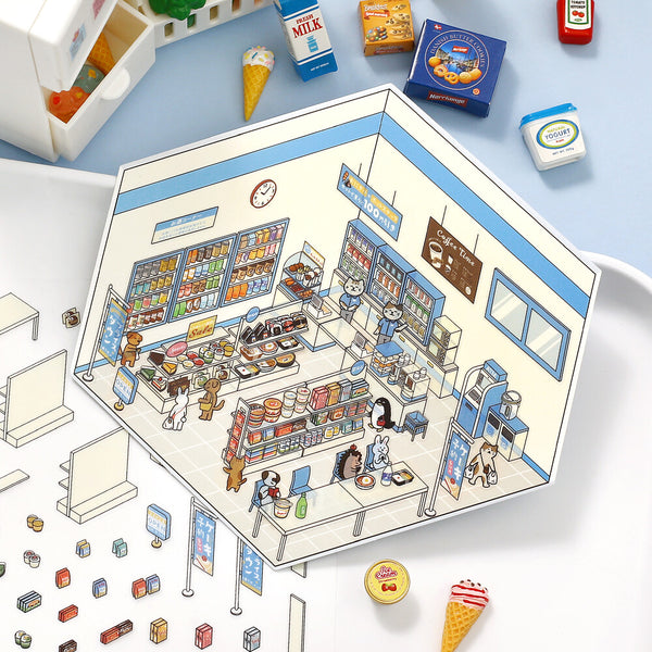 BGM Diorama 2.5D Sticker Sheet - Convenience Store (Pack of 5) | papermindstationery.com