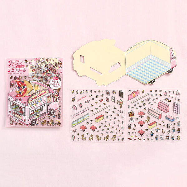 BGM Diorama 2.5D Sticker Sheet Vol3 - Crepe Shop (Pack of 5) | papermindstationery.com
