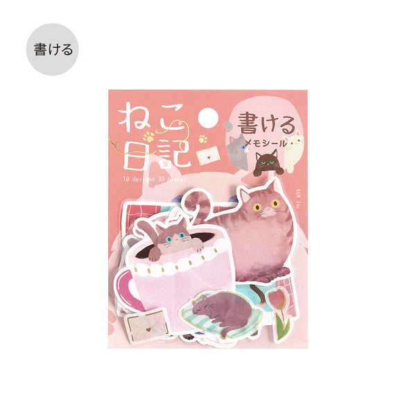 BGM Memo Flake Stickers "Cat Diary" pink (Pack of 5) | papermindstationery.com