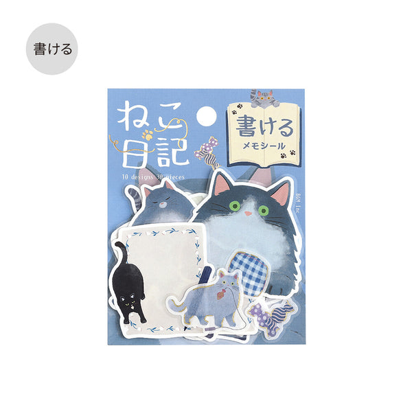 BGM Memo Flake Stickers "Cat Diary" Blue (Pack of 5) | papermindstationery.com