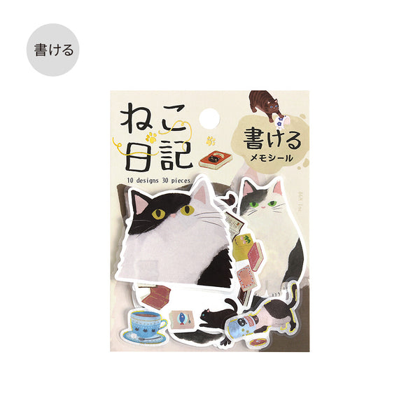 BGM Memo Flake Stickers "Cat Diary" Black (Pack of 5) | papermindstationery.com