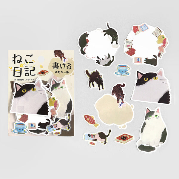 BGM Memo Flake Stickers "Cat Diary" Black (Pack of 5) | papermindstationery.com