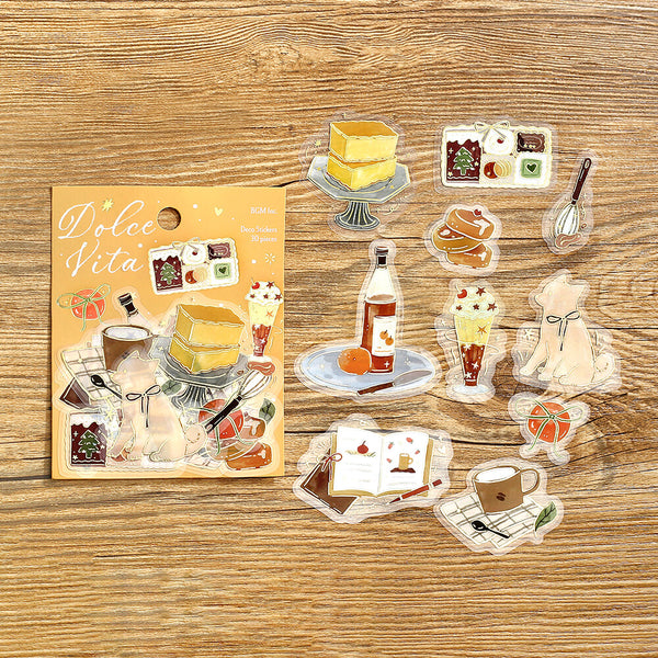 BGM Foil-stamped Clear Stickers "Dolce Vita" Sweet Recipes (Pack of 5) | papermindstationery.com
