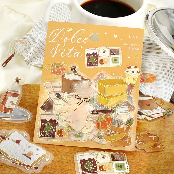 BGM Foil-stamped Clear Stickers "Dolce Vita" Sweet Recipes (Pack of 5) | papermindstationery.com
