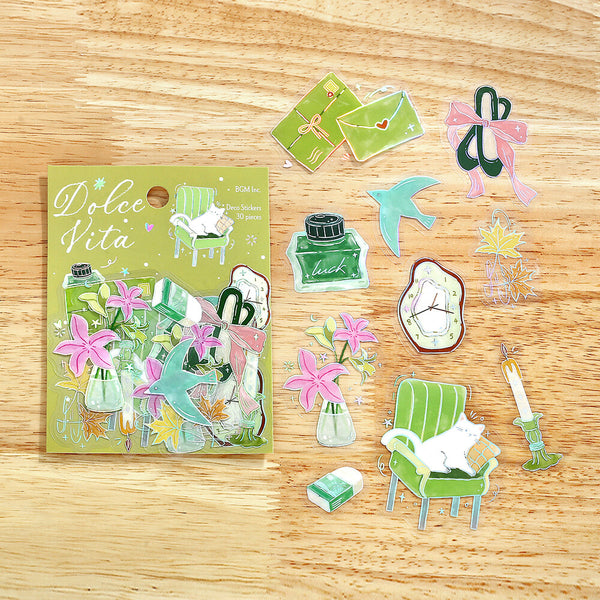 BGM Foil-stamped Clear Stickers "Dolce Vita" Letter of Happiness (Pack of 5) | papermindstationery.com