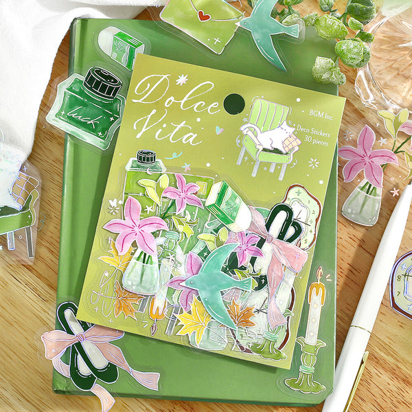 BGM Foil-stamped Clear Stickers "Dolce Vita" Letter of Happiness (Pack of 5) | papermindstationery.com