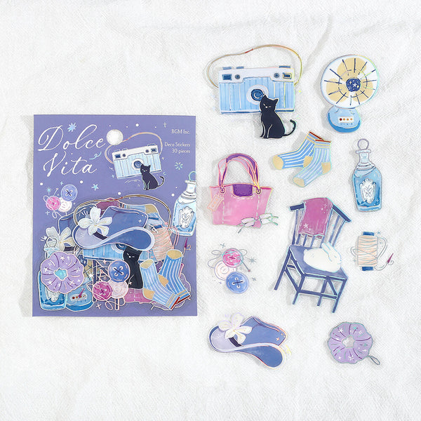 BGM Foil-stamped Clear Stickers "Dolce Vita" Fragments of Life (Pack of 5) | papermindstationery.com