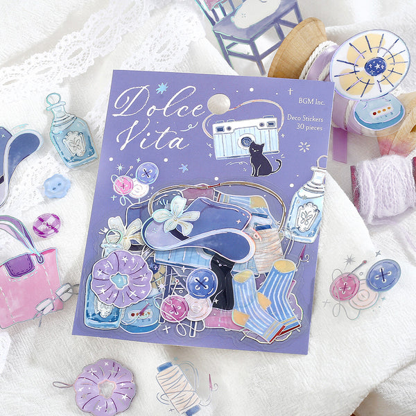 BGM Foil-stamped Clear Stickers "Dolce Vita" Fragments of Life (Pack of 5) | papermindstationery.com