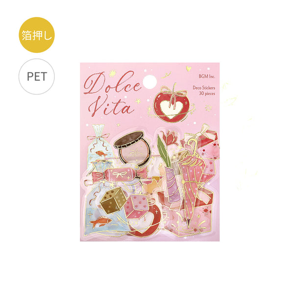 BGM Foil-stamped Clear Stickers "Dolce Vita" Gift-giving Day (Pack of 5) | papermindstationery.com