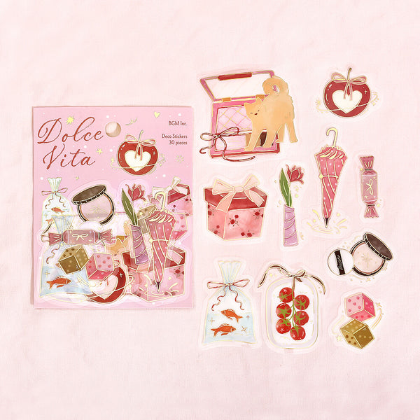 BGM Foil-stamped Clear Stickers "Dolce Vita" Gift-giving Day (Pack of 5) | papermindstationery.com