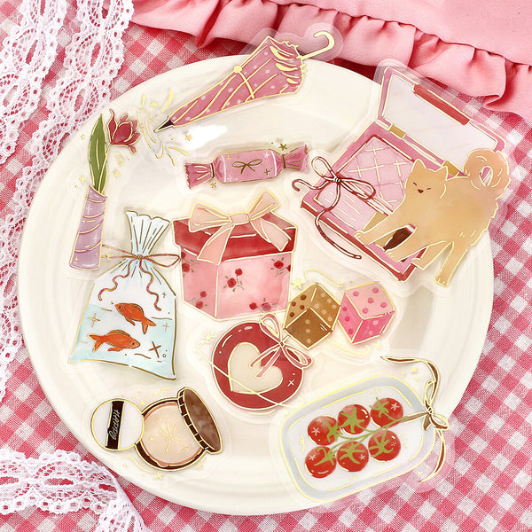 BGM Foil-stamped Clear Stickers "Dolce Vita" Gift-giving Day (Pack of 5) | papermindstationery.com