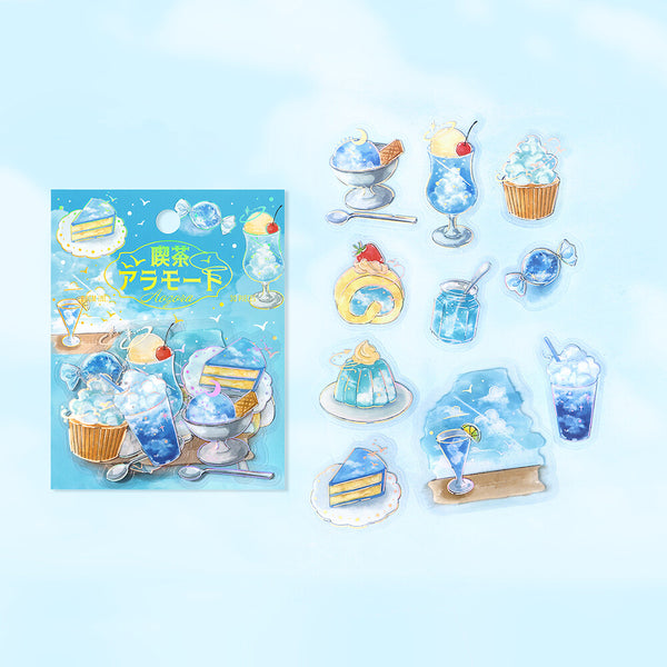 BGM Flake Stickers Set of 2 - Clear Cafe Blue Sky & Dusk | papermindstationery.com
