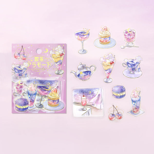 BGM Flake Stickers Set of 2 - Clear Cafe Morning Glow & NIght Sky | papermindstationery.com