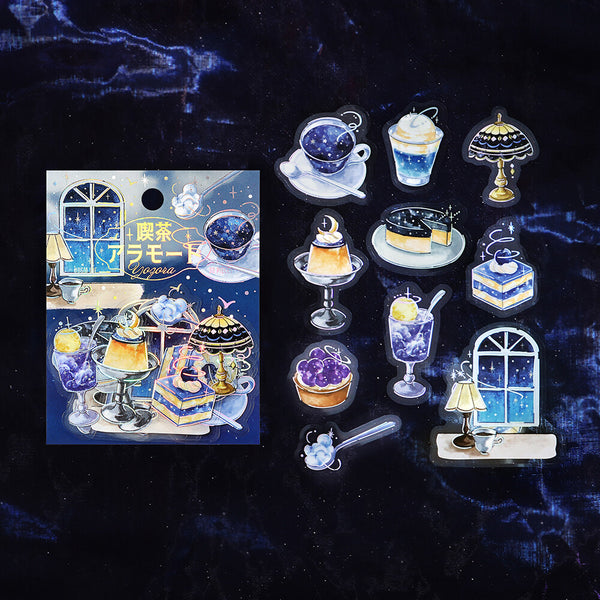 BGM Flake Stickers Set of 2 - Clear Cafe Morning Glow & NIght Sky | papermindstationery.com