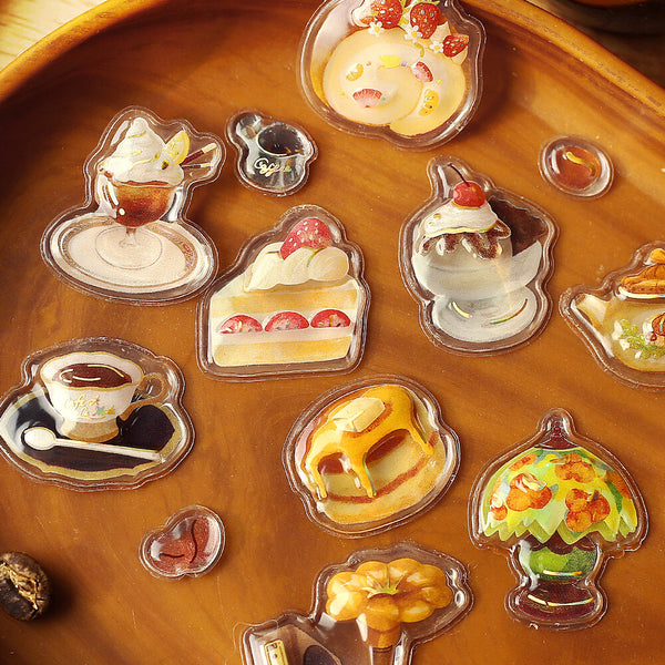 BGM "Kyururun Stickers" Cafe A La Mode Brûlée (Pack of 5) | papermindstationery.com