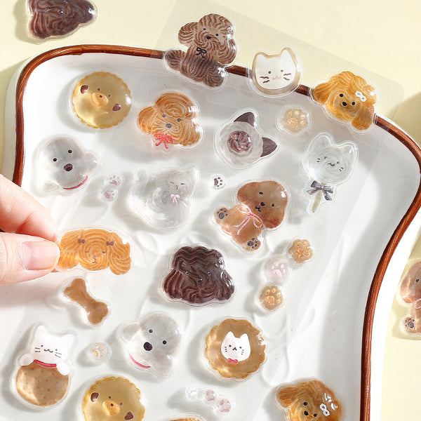 BGM "Kyururun Stickers" Cafe A La Mode Fluffy Animals (Pack of 5) | papermindstationery.com