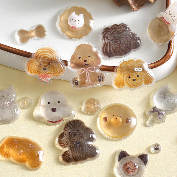 BGM "Kyururun Stickers" Cafe A La Mode Fluffy Animals (Pack of 5) | papermindstationery.com