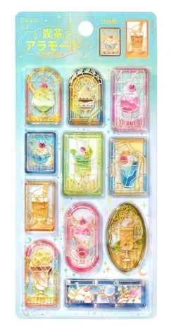 BGM "Kyururun Stickers vol.2" - Cafe A La Mode Stained Glass (Pack of 5) | papermindstationery.com