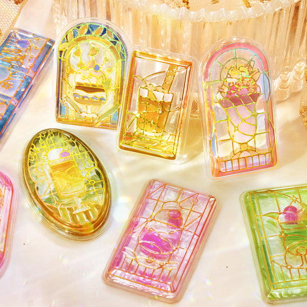 BGM "Kyururun Stickers vol.2" - Cafe A La Mode Stained Glass (Pack of 5) | papermindstationery.com