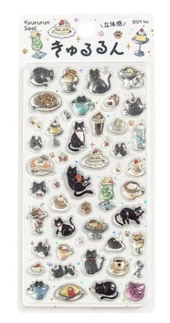 BGM "Kyururun Stickers vol.2" - Cafe Kuroneko (Pack of 5) | papermindstationery.com