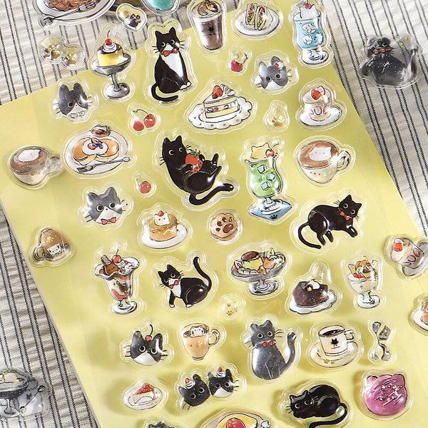BGM "Kyururun Stickers vol.2" - Cafe Kuroneko (Pack of 5) | papermindstationery.com