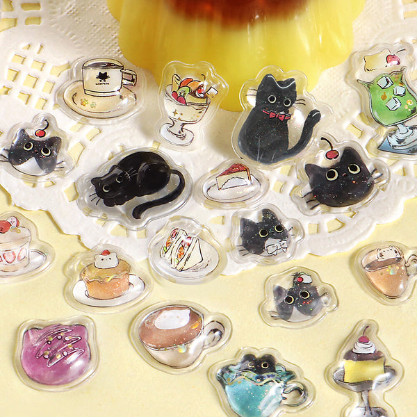 BGM "Kyururun Stickers vol.2" - Cafe Kuroneko (Pack of 5) | papermindstationery.com