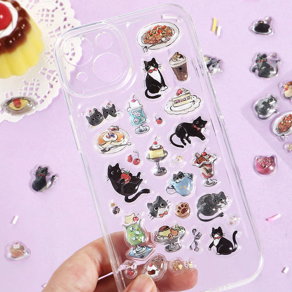 BGM "Kyururun Stickers vol.2" - Cafe Kuroneko (Pack of 5) | papermindstationery.com