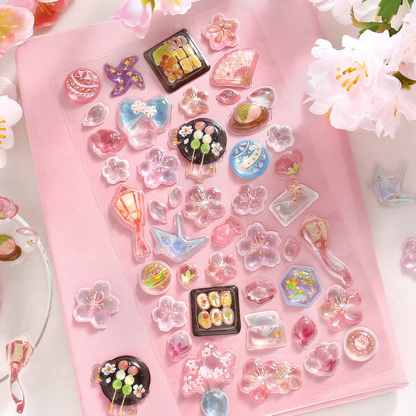 BGM "Kyururun Stickers vol.2" - Cute Cherry Blossom (Pack of 5) | papermindstationery.com