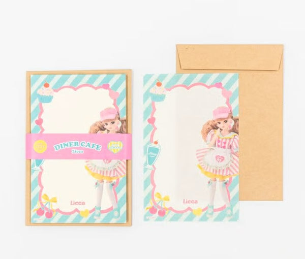 Furukawashiko Mini Letter Set - Diner Cafe Licca (Pack of 5) | papermindstationery.com