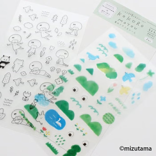 Furukawashiko kokoromoyou Layered Deco Sticker Sheet - Soyosoyo (Gentle Breeze) (Pack of 5) | papermindstationery.com