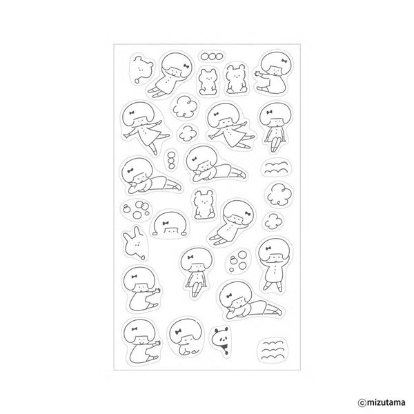 Furukawashiko kokoromoyou Layered Deco Sticker Sheet - Fuwafuwa (Fluffy) (Pack of 5) | papermindstationery.com