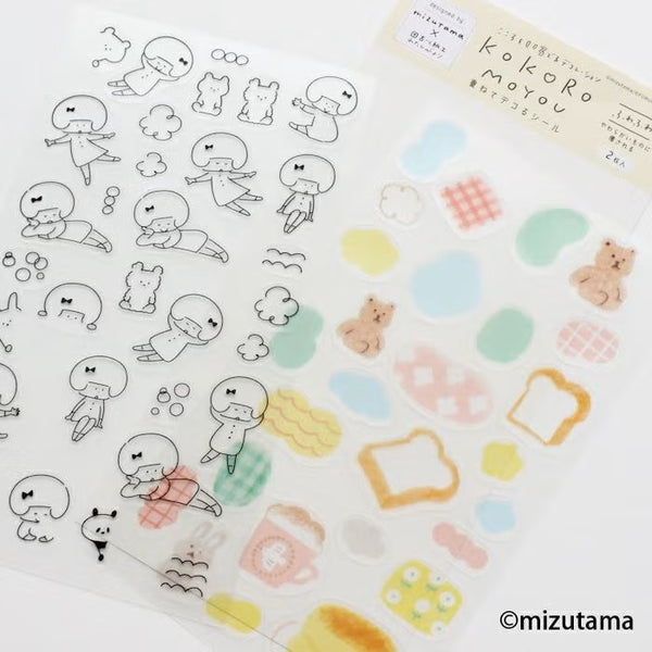 Furukawashiko kokoromoyou Layered Deco Sticker Sheet - Fuwafuwa (Fluffy) (Pack of 5) | papermindstationery.com
