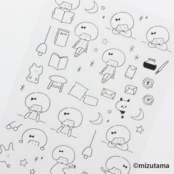 Furukawashiko kokoromoyou Layered Deco Sticker Sheet - Shi-n (Silent) (Pack of 5) | papermindstationery.com