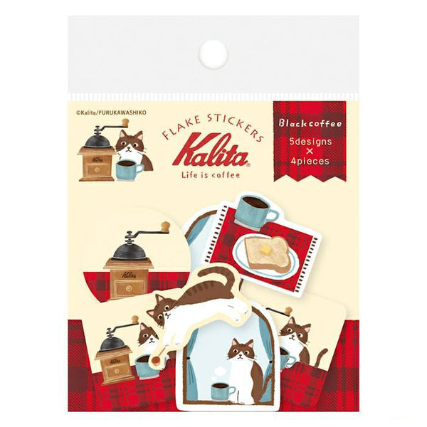 Furukawashiko Flake Stickers - Kalita Black Coffee & Cat QSA313