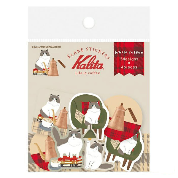 Furukawashiko Flake Stickers - Kalita White Coffee & Cat QSA314