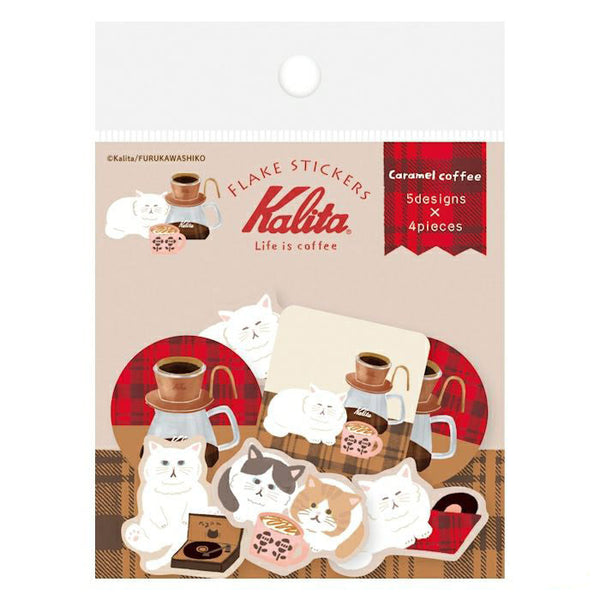 Furukawashiko Flake Stickers - Kalita Caramel Coffee & Cat QSA315